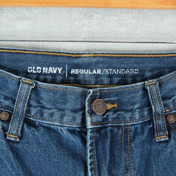 Old Navy Jeans Mens 33x32 Original Straight Leg Blue Dark Wash Denim Cotton - Picture 4 of 9